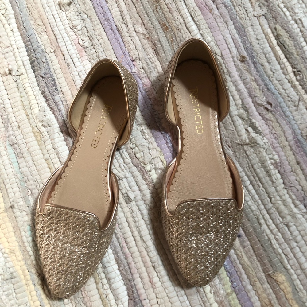 Gold d’orsay flats size 8